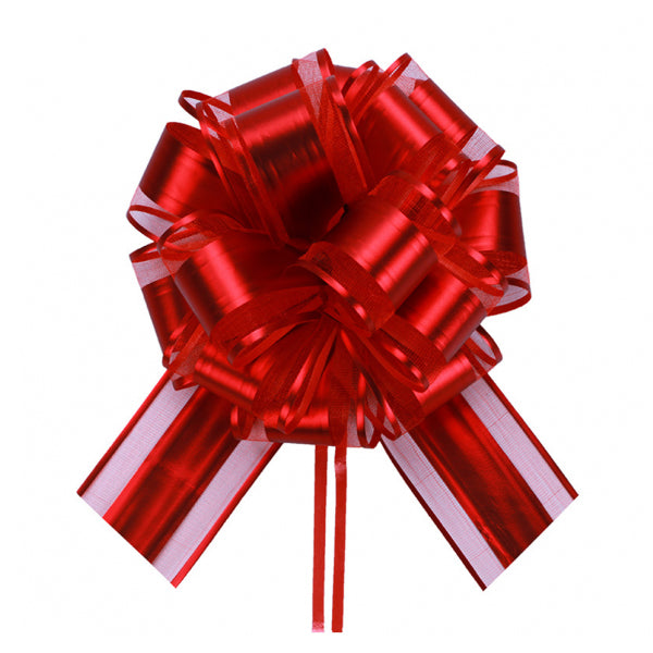 APEX ELEGANCE - 7.5IN MIXED FABRICS PULL BOWS- RED EA