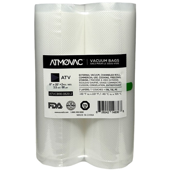 ATMOVAC - 8"x20FT CHANNELLED VACUUM BAG ROLL 30x2 PK