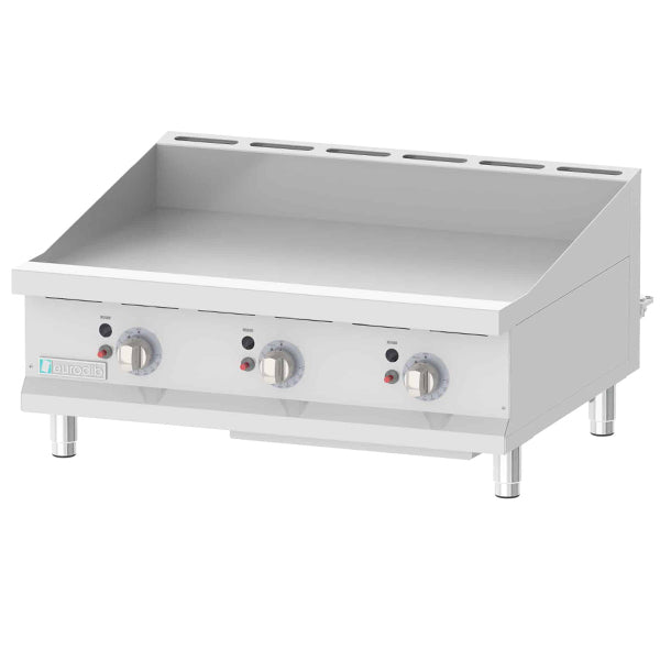 EURODIB - NATURAL GAS GRIDDLE WITH THERMOSTAT 3/4IN SMOOTH SURFACE 36IN
