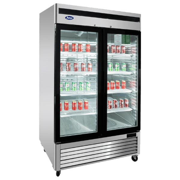 COOLASONIC - MCF8703 DOUBLE GLASS DOOR FREEZER STEEL EA