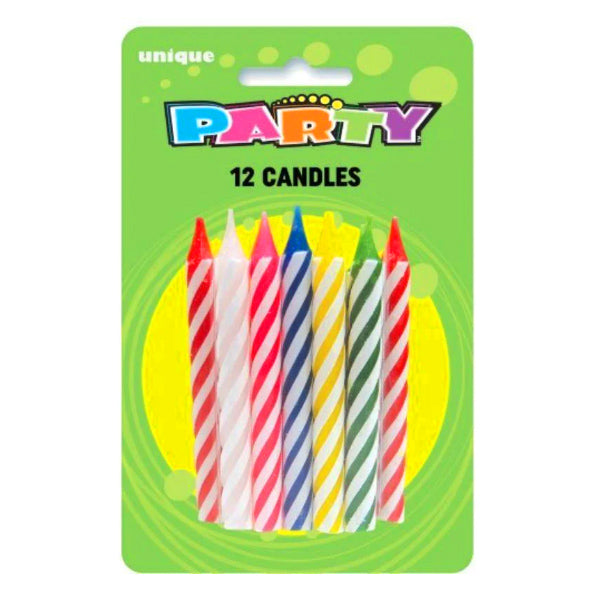 UNIQUE - JUMBO SPIRAL CANDLES MULTI 12EA