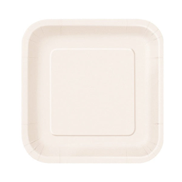 UNIQUE - 9in WHITE SQUARE PAPER PLATES EA