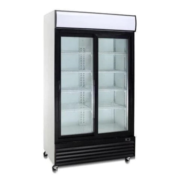 COOLASONIC - P600WA DOUBLE SLIDING GLASS DOOR REFRIGERATOR 37"W