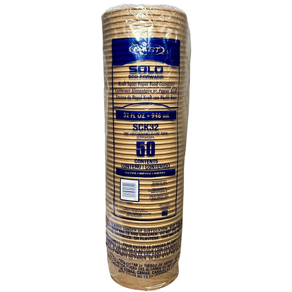 DART - KRAFT SQUAT PAPER 32OZ FOOD CONTAINER 50EA