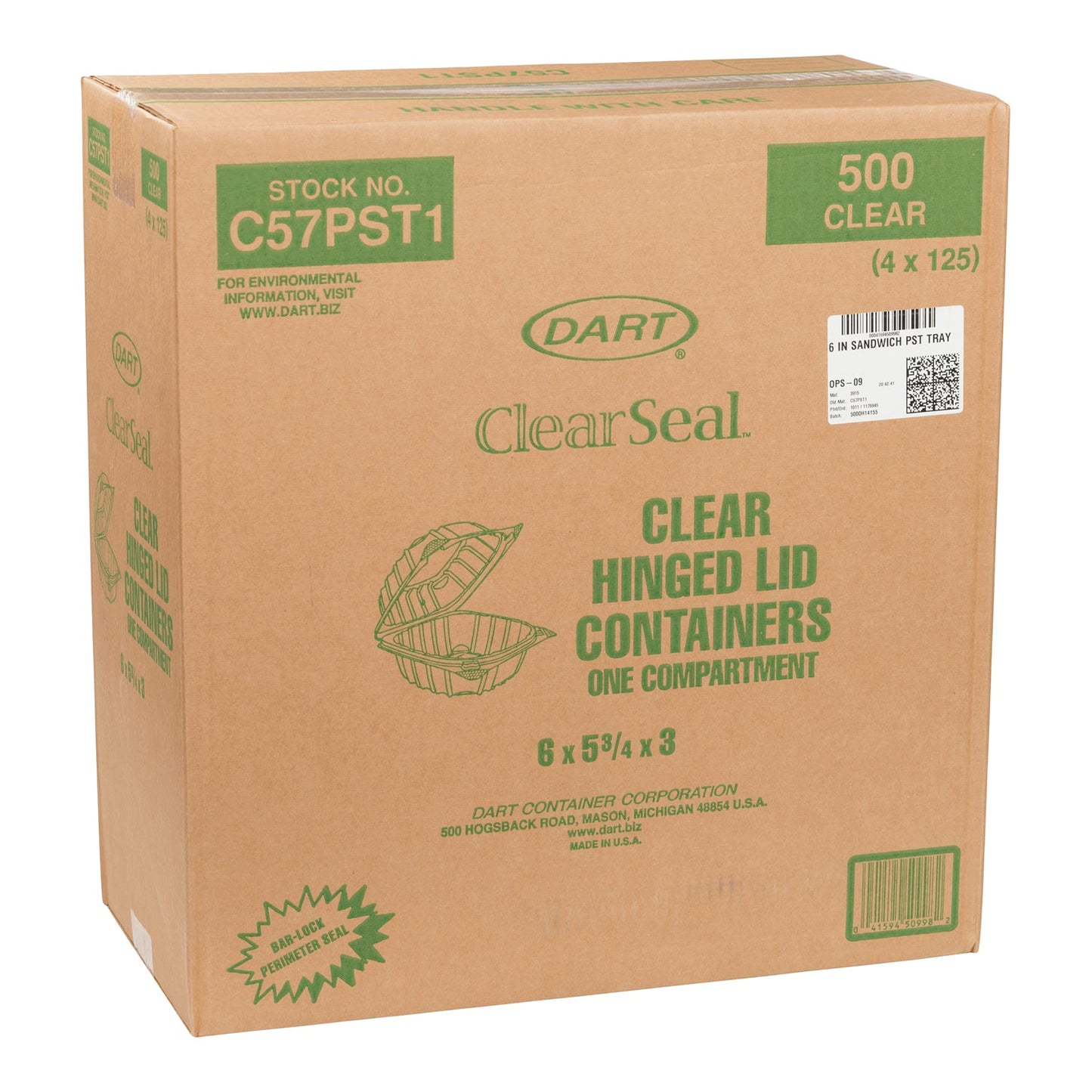 DART - 6IN CLEAR HINGE TRAY 500EA