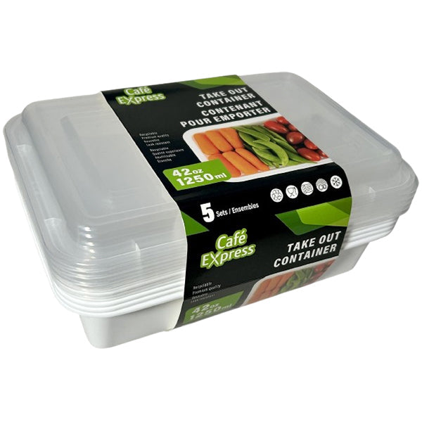 CAFE EXPRESS - WHITE RECTANGLE CONTAINER COMBO 42OZ 12x5 EA