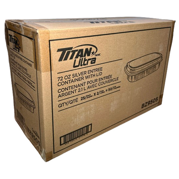 TITAN - 72oz SILVER ENTREE CONTAINER WITH LID 50EA
