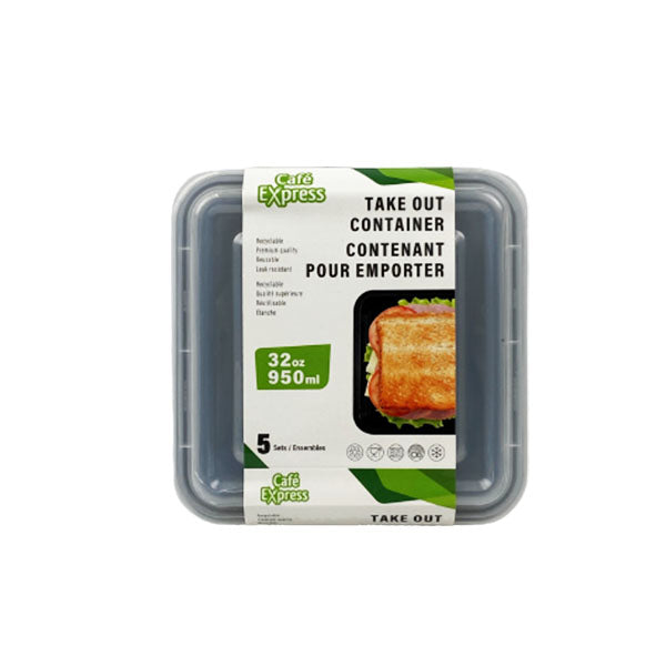 CAFE EXPRESS - WHITE RECTANGLE CONTAINER COMBO 32OZ 12x5 EA