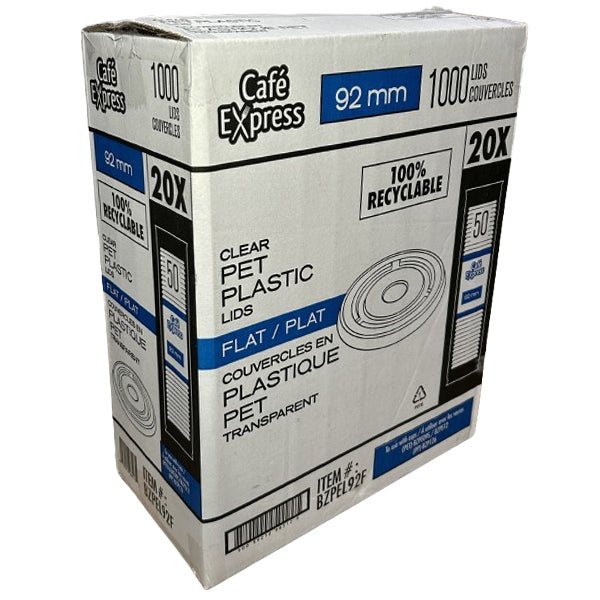 CAFE EXPRESS - CLEAR PET LID NO HOLE 92mm 20x50 EA