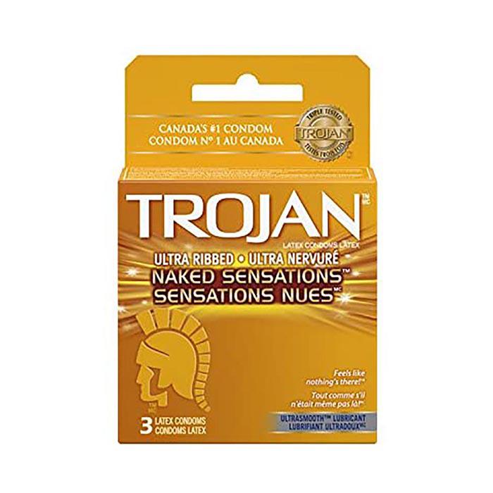 TROJAN - NAKED SENSATIONS ULTRA RIBBED 3EA