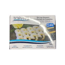TOPPITS - SHRIMP SKEWERS UNSEASONED, TAIL-ON 756GR