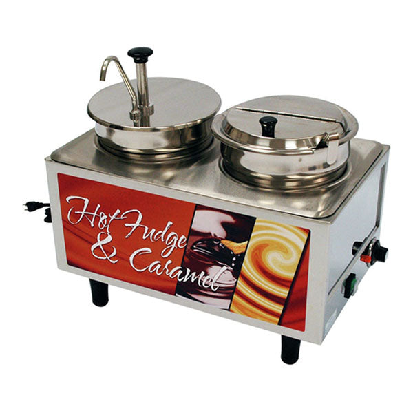 WINCO - BENCHMARK HOT FUDGE CARAMEL WARMER 1PUMP 1LADLE & LID,120V EA