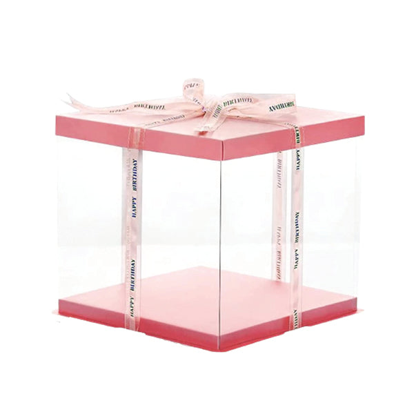 E2E - CAKE BOX 10" PINK WITH WINDOW 10EA