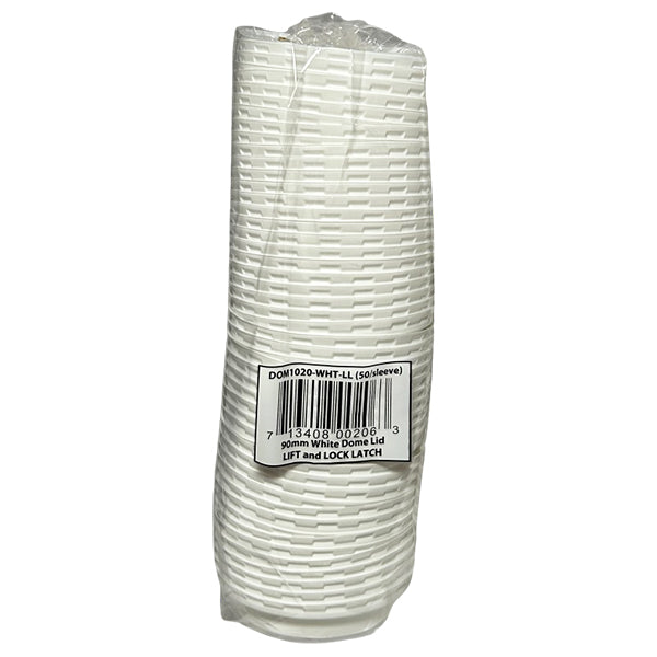 E2E - DOME LID WHITE LOCK LATCH 90MM 50EA