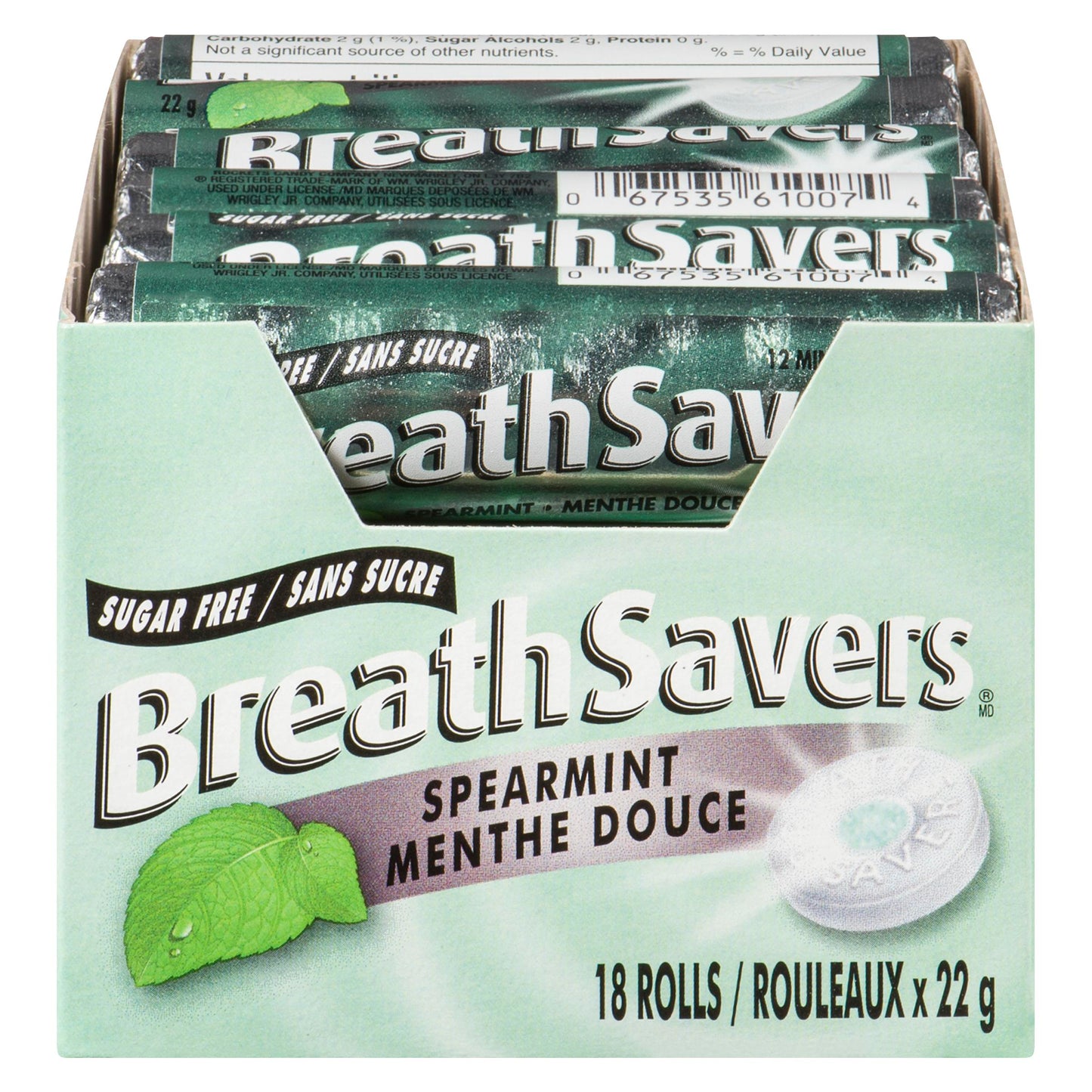 BREATHSAVERS - BREATH SAVERS SPEARMINT SUGAR FREE 18x22GR