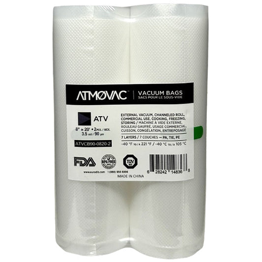 ATMOVAC - 8"x20FT CHANNELLED VACUUM BAG ROLL 30x2 PK