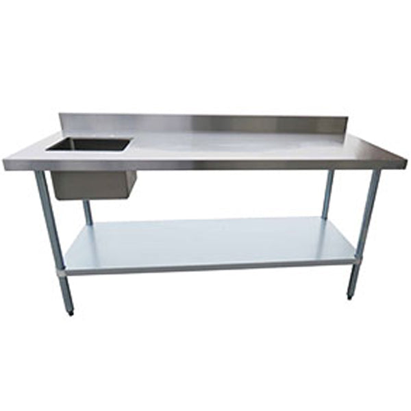 EFI - STAINLESS STEEL WORKTABLE WITH BUILT IN SINK AND BACK SPLASH 24 INx48