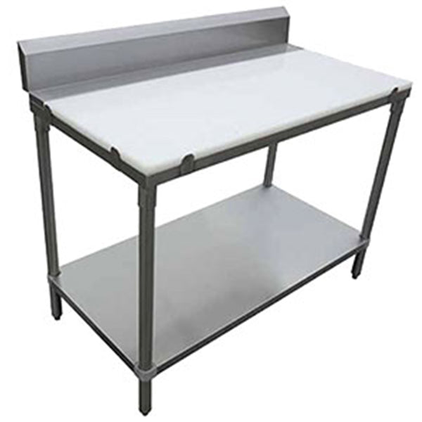 EFI - STAINLESS STEEL POLYBOARD WORKTABLE WITH 6IN BACKSPLASH 30x96 IN