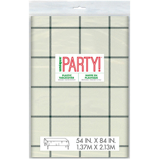 UNIQUE - GINGHAM FAUX FLANNEL  VINYL TABLECOVER 54INx84IN 1CT
