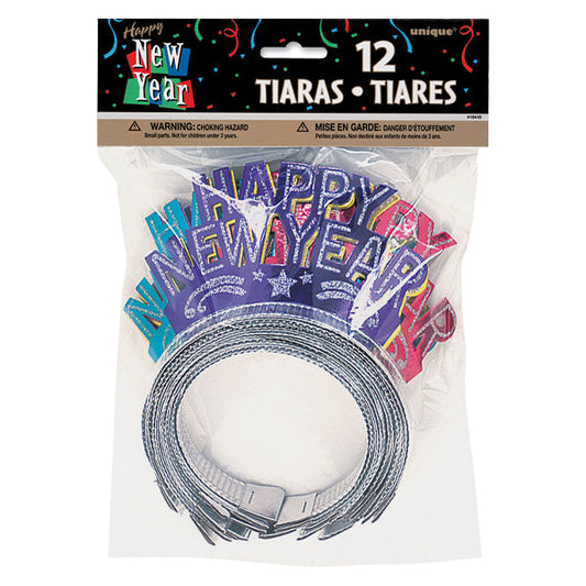 UNIQUE - 12ct NEW YEARS GLITTER TIARAS EA