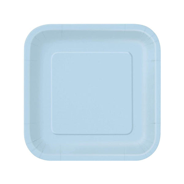 UNIQUE - 7" POWDER BLUE SQUARE PAPER PLATES 16CT