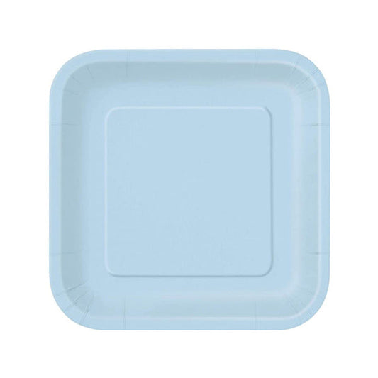 UNIQUE - 7" POWDER BLUE SQUARE PAPER PLATES 16CT