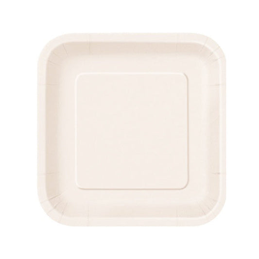 UNIQUE - 7in WHITE SQUARE PAPER PLATES 12PK EA