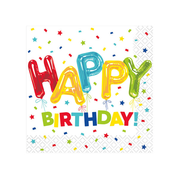 UNIQUE - HAPPY BALLOON BIRTHDAY BEVERAGE NAPKINS 16CT