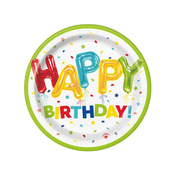 UNIQUE - HAPPY BALLOON BIRTHDAY PLATES 7" 8CT