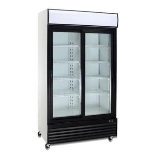 COOLASONIC - P600WA DOUBLE SLIDING GLASS DOOR REFRIGERATOR 37"W
