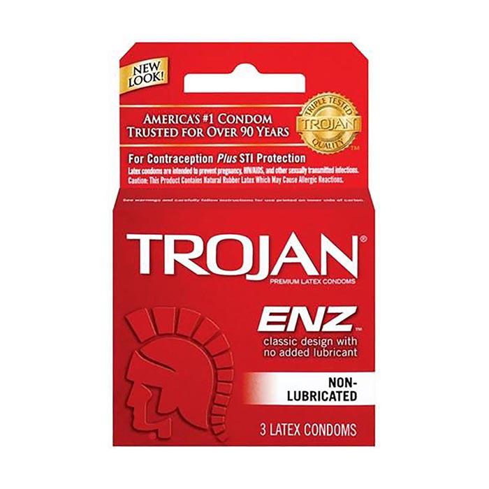 TROJAN - ENZ NON-LUBRICATED (RED) 3PK