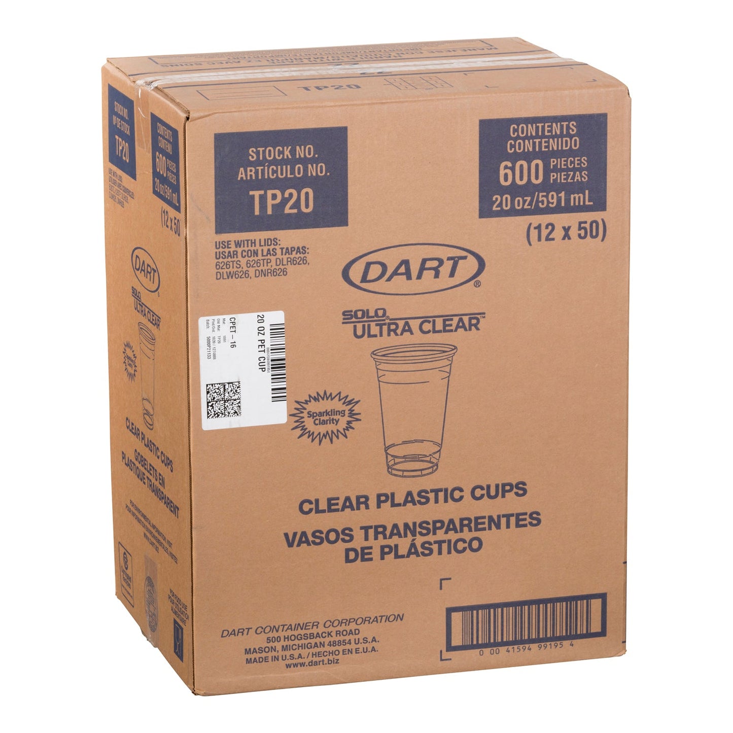 DART - 20OZ PET CLEAR CUPS 12x50EA