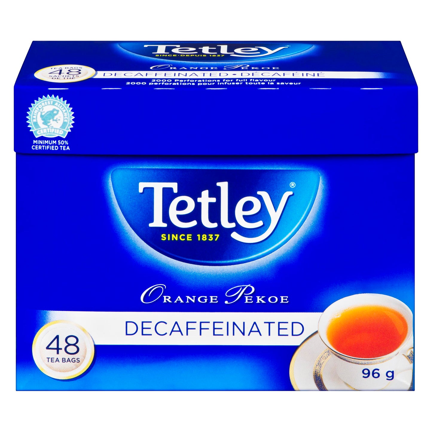 TETLEY - TEA BAGS ORANGE PEKOE DECAF 48 PK