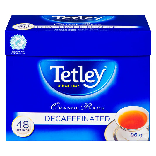 TETLEY - TEA BAGS ORANGE PEKOE DECAF 48 PK