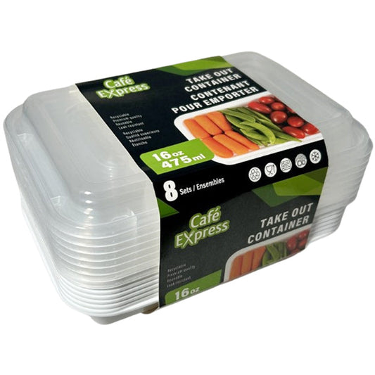 CAFE EXPRESS - WHITE RECTANGLE CONTAINER COMBO 16OZ 12x8 EA