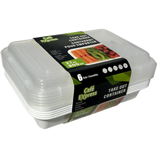 CAFE EXPRESS - WHITE  RECTANGLE CONTAINER COMBO 27OZ 12x6 EA