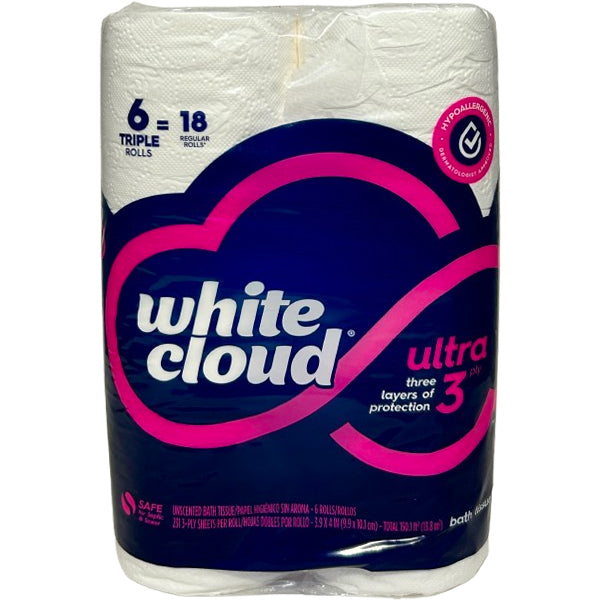 WHITE CLOUD - ULTRA 3PLY BATH TISSUE 6PK