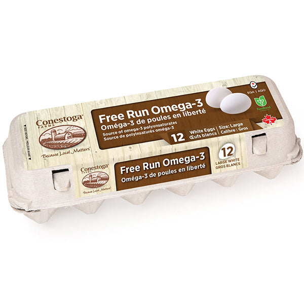 CONESTOGA - FREE RUN LARGE WHITE EGGS 12EA