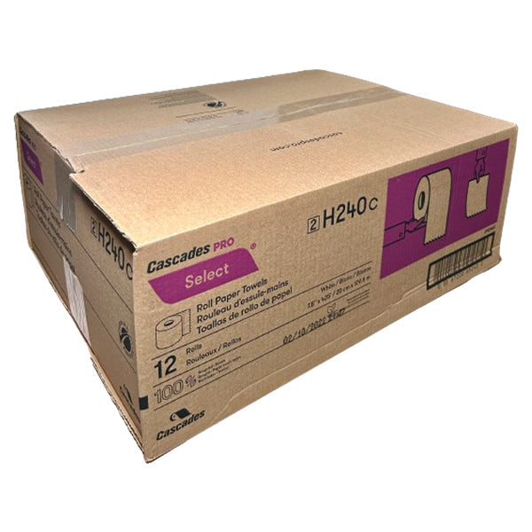 CASCADES PRO - 425 WHITE PAPER TOWEL ROLLS 12EA