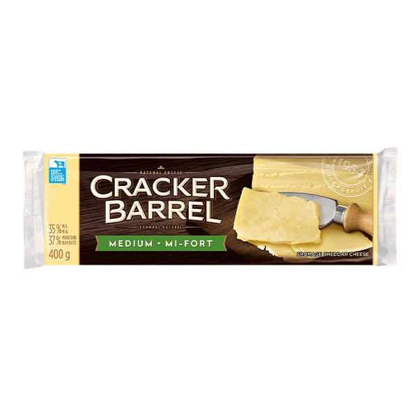 CRACKER BARREL - NATURAL CHEDDAR WHITE MEDIUM CHEESE 400GR