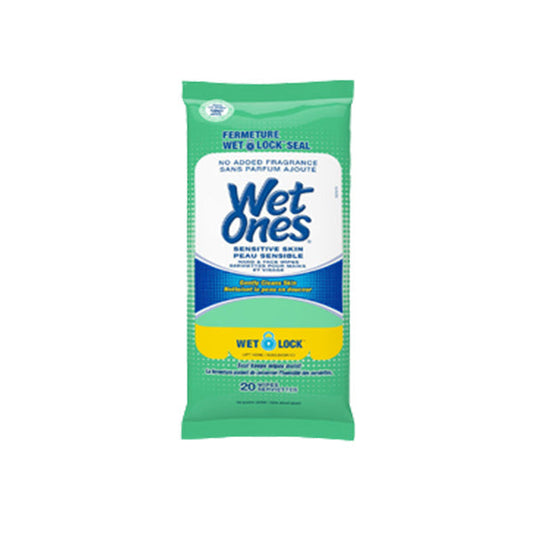 WET ONES - SENSITIVE SKIN NO FRAGRANCE FREE HAND & FACE WIPES 20CT