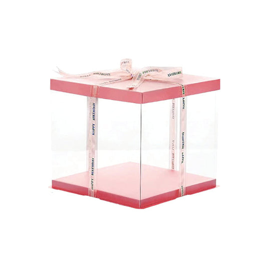 E2E - CAKE BOX 6" PINK WITH WINDOW 10EA