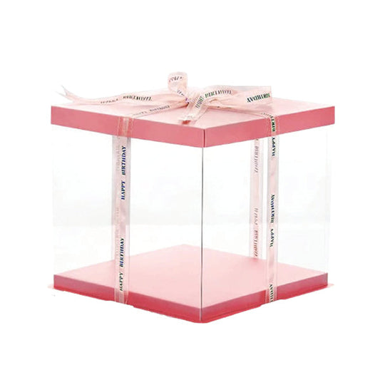 E2E - CAKE BOX 10" PINK WITH WINDOW 10EA