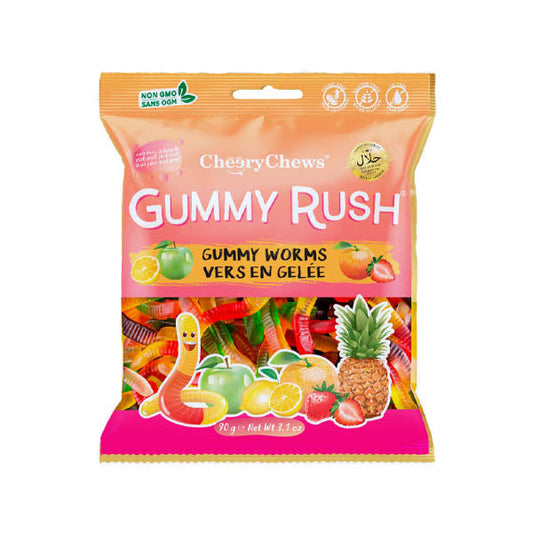 CHEERY CHEWS - GUMMY WORMS MIXED FLAVORS 90GR