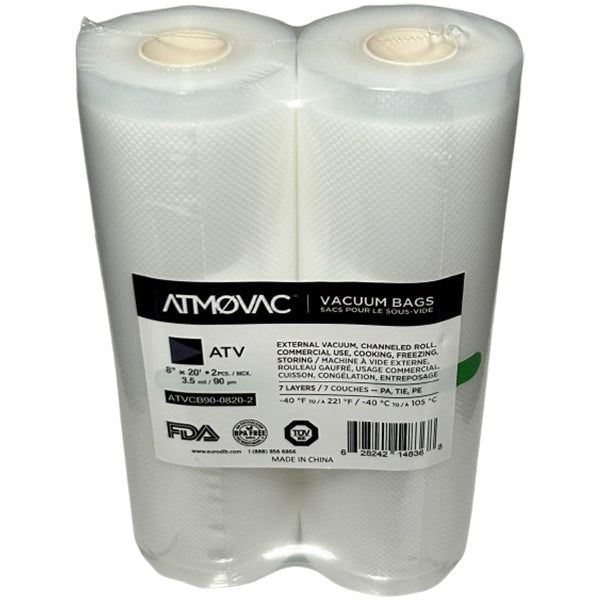 ATMOVAC - 8"x20FTCHANNELLED VACUUM BAG ROLL 2PK