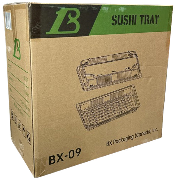 BX PACKAGING - 10 CLEAR BLUE WITH LIDS SUSHI TRAYS 400CT