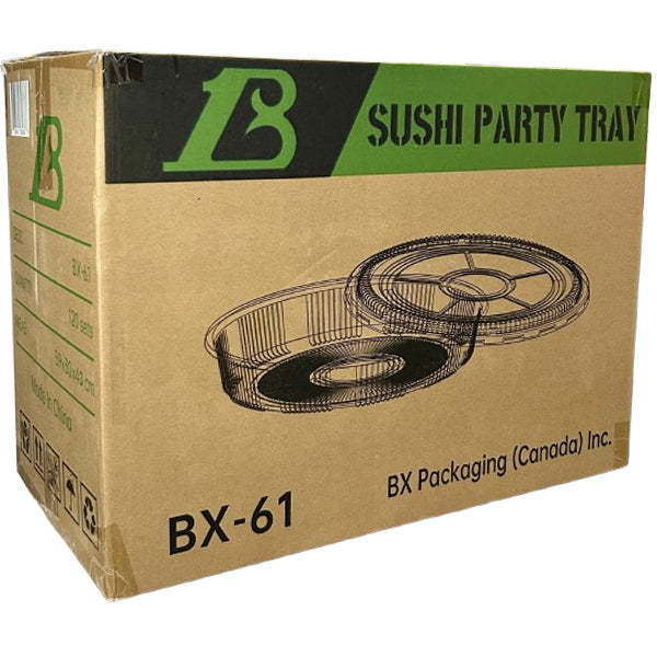 BX PACKAGING - 61 CLEAR BLUE WITH LIDS 11IN ROUND SUSHI TRAYS 120CT