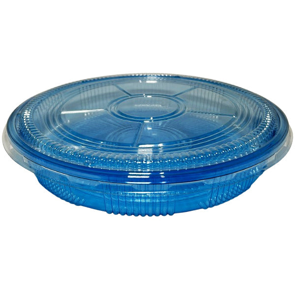 BX PACKAGING - 61 CLEAR BLUE WITH LIDS 11IN ROUND SUSHI TRAYS 120CT