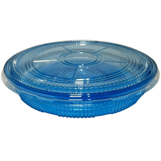BX PACKAGING - 61 CLEAR BLUE WITH LIDS 11IN ROUND SUSHI TRAYS 120CT