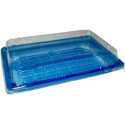BX PACKAGING - 25 CLEAR BLUE WITH LIDS SUSHI TRAYS 200CT
